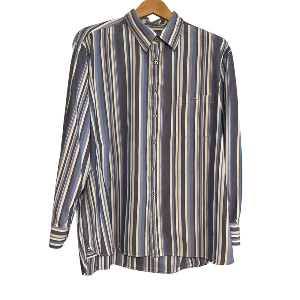 Ike Behar Blue and White stripes Casual Button Down Shirt size XXL